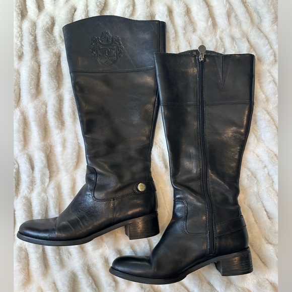Etienne Aigner Shoes - Etienne Aigner E-Chip Knee High Wide Calf Leather Riding Boots